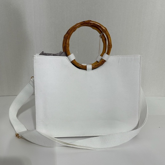 NWT Sol + Mer Strawberry Beaded Viral Purse Handbag w Bamboo Handles White Strap - Picture 13 of 15